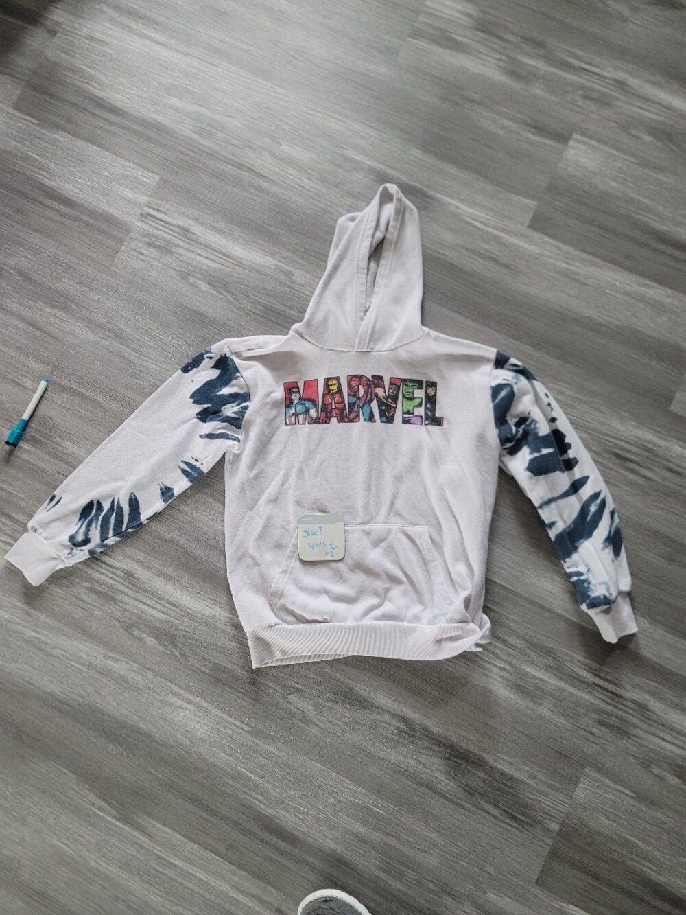 Kids Marvel character tie dye hoodie sweatshirt - has spots - size 14